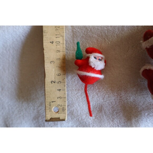 Rough Damaged Vintage Christmas Floral Pick Flocked Dancing Santa Claus + Bonus - Picture 3 of 10